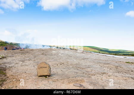 Die Geisyr (Der Große Geysir) im Haukadalur Stockfoto