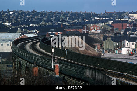 Accrington auf der British Rail Preston zu Colne Linie Eisenbahnlinie, Lancashire, Großbritannien Stockfoto