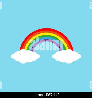 Farbe Rainbow mit Wolken, mit Verlaufsgitter, Vector Illustration Stock Vektor