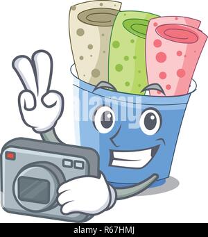 Fotograf Eis rollt mit Cups cartoon Vector Illustration Stock Vektor
