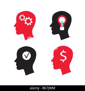 Infografik Elemente Kopf Profil, Brain Storming, helle Ideen und etc. Vector Illustration Stock Vektor
