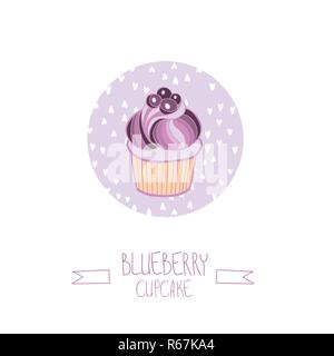 Schöne schöne leckere Blueberry Muffin Vector Illustration. Stock Vektor