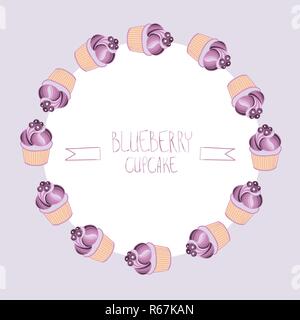 Schöne schöne leckere Blueberry Muffin Vector Illustration. Stock Vektor