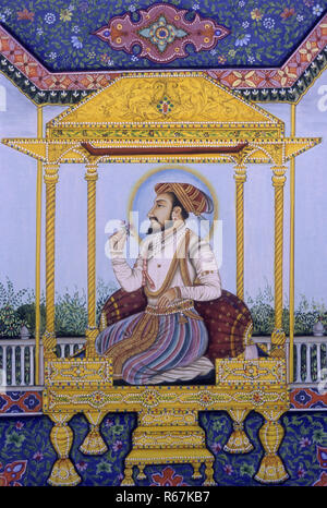 Mogulkaiser Shah Jahan Miniaturmalerei Stockfoto