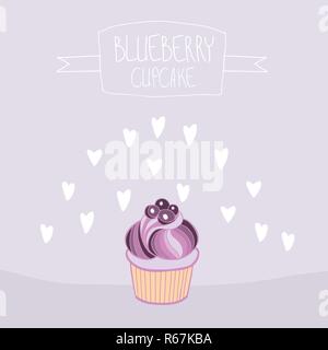 Schöne schöne leckere Blueberry Muffin Vector Illustration. Stock Vektor