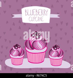 Schöne schöne leckere Blueberry Muffin Vector Illustration. Stock Vektor