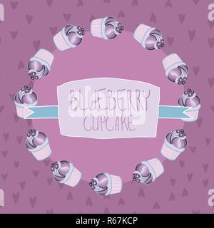 Schöne schöne leckere Blueberry Muffin Vector Illustration. Stock Vektor