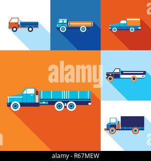 Lkw Pkw Symbol gesetzt. Modernes flaches design Stil. Transport. Vector Illustration Stock Vektor