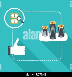 Daumen hoch. Moderne flache Bauform. Gewinn, Erfolgreiches Geschäftskonzept. "Gefällt mir"-Schaltfläche. Vector Illustration Stock Vektor