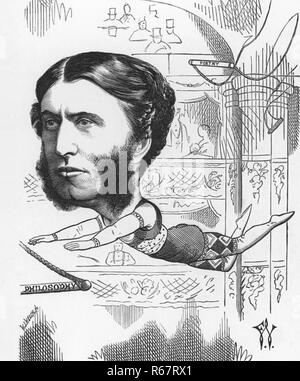 MATTHEW ARNOLD (1822-1888), englischer Dichter und schulinspektor. Ein Cartoon 1872 von Frederick Waddy zeigt Arnold leicht zwischen Poesie und Philosophie bewegen. Stockfoto