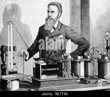 WILHELM RÖNTGEN (1845-1923) deutscher Physiker, die X-Strahlen entdeckte Stockfoto