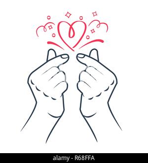 Koreanische Herz hand Geste Symbol. Symbol des Herzens und der Liebe. Korea finger Herz. Symbol in der Stock Vektor