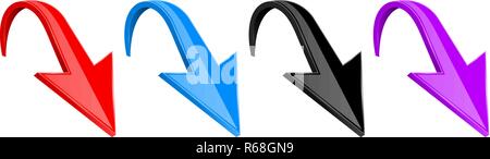 3d-farbigen Pfeile. Die glänzenden Symbole Stock Vektor