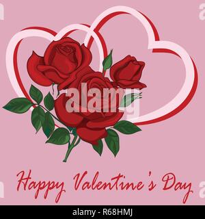 Herz mit Blumenstrauß aus Rosen Stock Vektor
