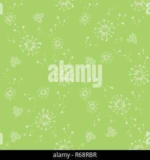 Nahtlose Muster mit Blowball und Schmetterling, Vector Illustration Stock Vektor