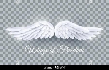 Vector3d weiß realistisch geschichtete Papier Angel Wings cut Stock Vektor