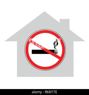 Kein Rauchen im Haus Schild Vorsicht warnen Symbol Vektor illustration Stock Vektor