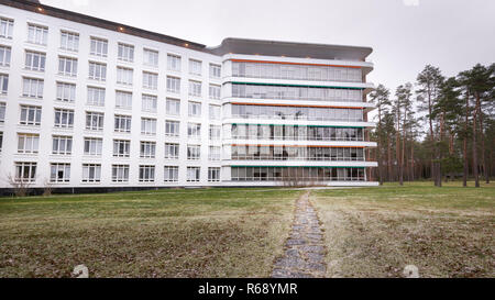 PAIMIO, FINNLAND - Dezember 2, 2018: Sanatorium Paimio von Alvar Aalto entworfen. Stockfoto