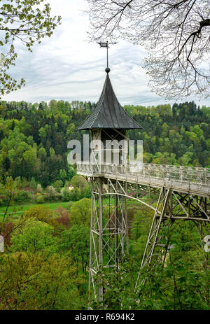 Historische Personenaufzug in Bad Schandau Stockfoto