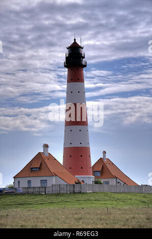 Leuchtturm Westerheversand In Westerhever, Deutschland Stockfoto