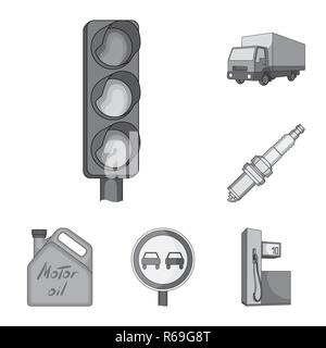 Auto, Fahrzeug monochrome Icons im Set Sammlung für Design. Auto und Zubehör vektor Symbol lieferbar Abbildung. Stock Vektor