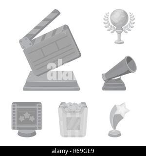 Film Auszeichnungen und Preise monochrome Icons im Set Sammlung für Design. Die Welt Film Academy vektor Symbol lieferbar Abbildung. Stock Vektor