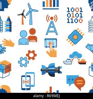 Digitale Vektor digitale Tween assistant technology Icons Set Infografiken, nahtlose Muster Stock Vektor