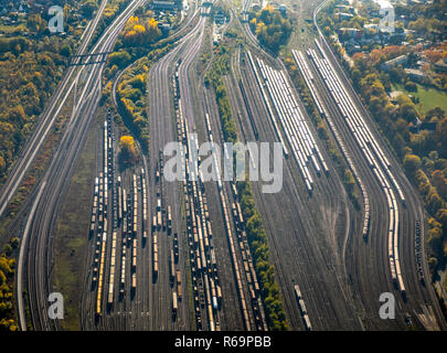 Luftaufnahme, Hamm Güterbahnhof, Waggon Abstellgleise, Rangierbahnhof, Hamm, Ruhrgebiet, Nordrhein-Westfalen, Deutschland Stockfoto