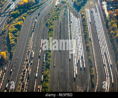 Luftaufnahme, Hamm Güterbahnhof, Waggon Abstellgleise, Rangierbahnhof, Hamm, Ruhrgebiet, Nordrhein-Westfalen, Deutschland Stockfoto