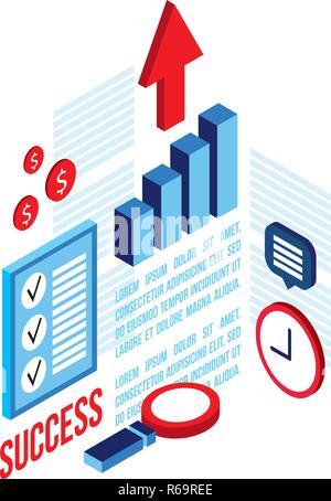 Erfolgreiches Geschäftskonzept 3d-isometrische flache Design Vector Illustration Stock Vektor