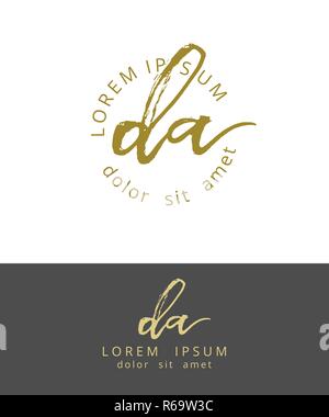 D A. Initialen, Monogramm Logo Design. Mit einem Pinsel Kalligraphie Stock Vektor