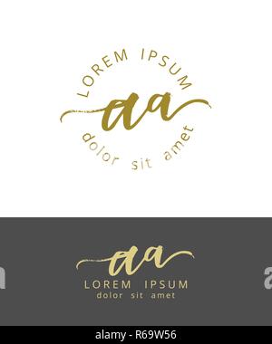 A A. Initialen, Monogramm Logo Design. Mit einem Pinsel Kalligraphie Artwork Stock Vektor