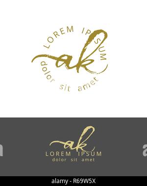 Eine K. Initialen, Monogramm Logo Design. Mit einem Pinsel Kalligraphie Artwork Stock Vektor