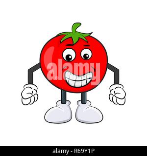 Lustige tomate Charakter cartoon Design auf weißem Hintergrund Stock Vektor