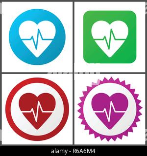 Puls Rot, Blau, Grün und Rosa vektor Icon Set. Web Icons. Flaches Design Zeichen und Symbole einfach zu bearbeiten Stock Vektor