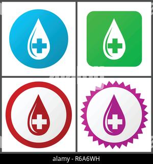 Blut rot, blau, grün und rosa Vektor Icon Set. Web Icons. Flaches Design Zeichen und Symbole einfach zu bearbeiten Stock Vektor