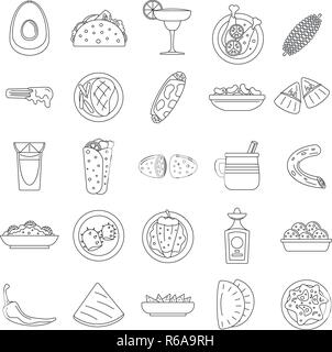 Gesunde mexikanisches Essen Icon Set. Umrisse der gesunden mexikanisches Essen Vector Icons für Web Design auf weißem Hintergrund Stock Vektor