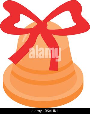 Weihnachten gold Glockensymbol, isometrische Stil Stock Vektor