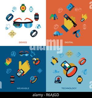 Digitale Vektor tragbare Technologie Symbole Infografiken eingestellt Stock Vektor