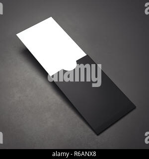 Schwarzes Papier Paket mit blank Business Card. 3D-Rendering Stockfoto