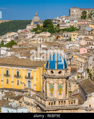 Panoramablick von Ragusa Ibla, barocken Stadt in Sizilien (Sicilia), Süditalien. Stockfoto