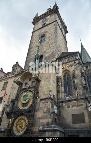 Die Astronomische Uhr in Prag, oder Prager Orloj in Prag - die Hauptstadt und die grösste Stadt in der Tschechischen Republik, die 14. größte Stadt in der EU Stockfoto