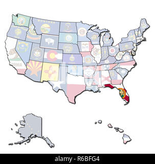 Florida auf der Karte von USA Stockfoto