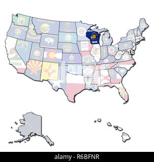 Wisconsin auf der Karte von USA Stockfoto