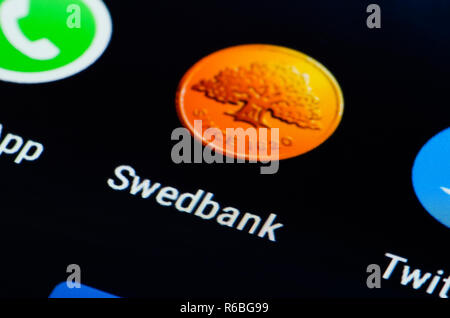 Swedbank App für Smartphone Stockfoto