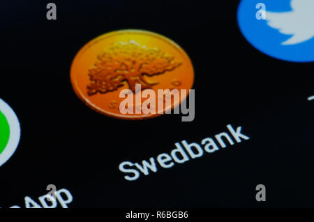 Swedbank App für Smartphone Stockfoto