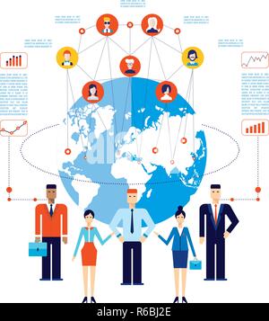 Partnerschaft Teamarbeit erfolgreich global business Team soziales Netzwerk Kommunikation Konzept Vector Illustration Stock Vektor