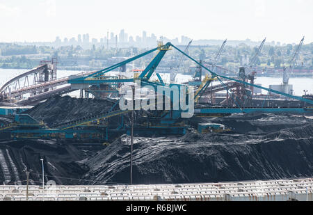 Kanadische Kohle warten auf den Massenexport von Hafenanlagen Stockfoto