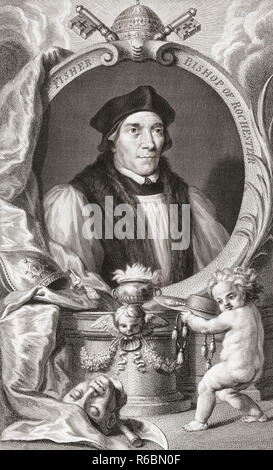 Kardinal John Fisher ca. 1469 - 1535. Englisch katholische Bischof und Kardinal. Von einem Stich von niederländischen Künstlers Jakob Houbraken, nachdem Hans Holbein der Jüngere. Stockfoto