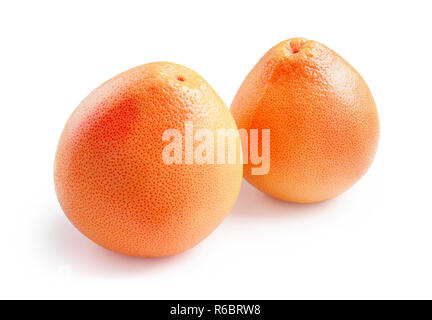 Grapefruit. Reife grapefruits mit Wassertropfen auf weißem Hintergrund Stockfoto